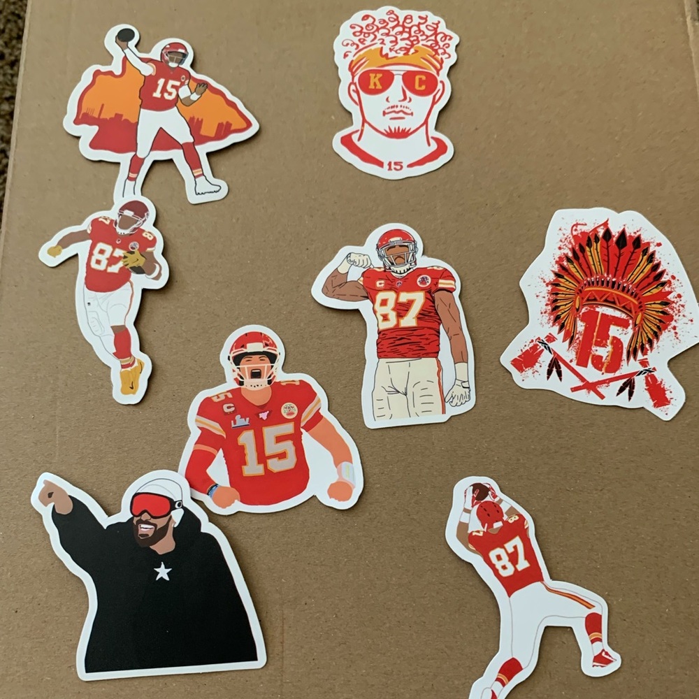 Kansas City Chiefs NFL football sticker collection Bundle lot of 8 Kelce Mahomes
